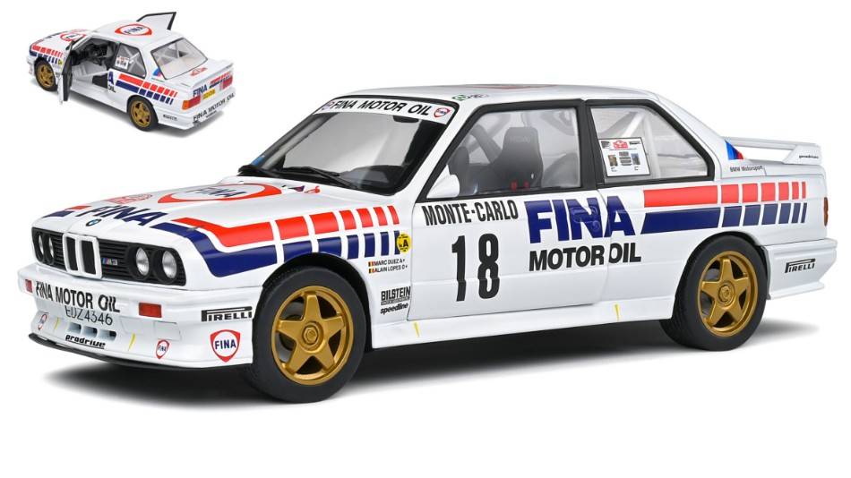 MODELLINO IN SCALA COMPATIBILE CON BMW E30 M3 GROUP A N.18 RALLY MONTECARLO 1989 M.DUEZ/A.LOPES 1:18 SOLIDO SL1801518