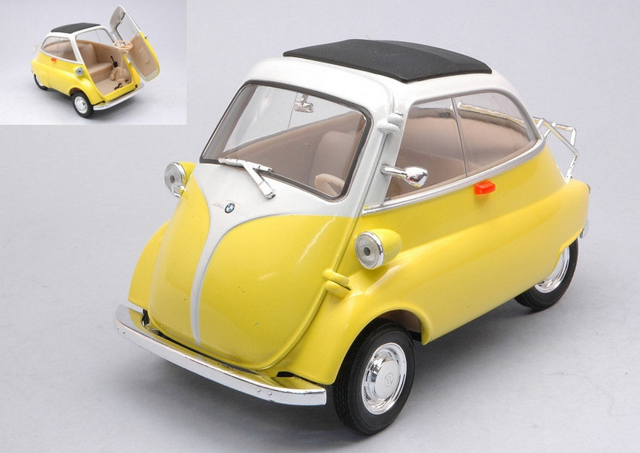 MODELLINO IN SCALA COMPATIBILE CON BMW ISETTA 250 YELLOW/WHITE 1:18 WELLY WE24096Y