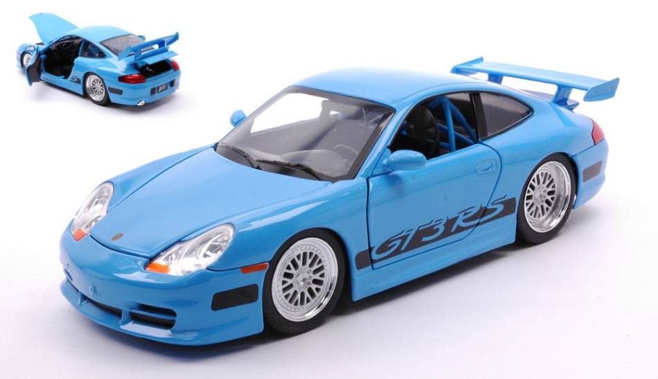 SCALE MODEL COMPATIBLE WITH BRIAN'S PORSCHE 996 GT3 RS "FAST & FURIOUS" BLUE 1:24 JADA TOYS JADA03080