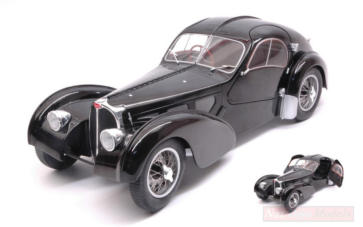 MODELLINO IN SCALA COMPATIBILE CON BUGATTI ATLANTIC SC 1937 BLACK 1:18 SOLIDO SL1802101