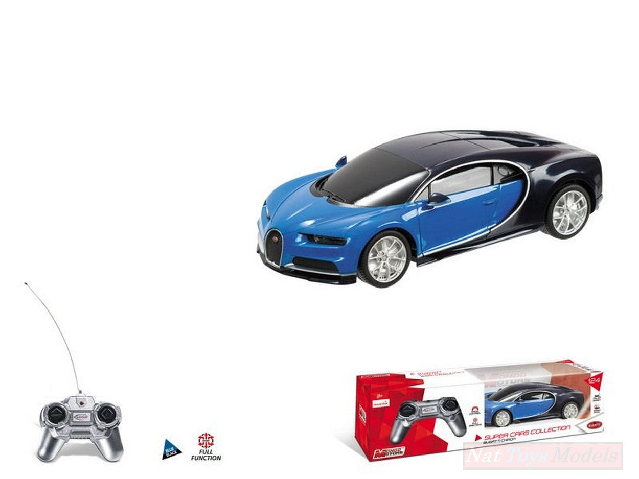 MODELE REDUIT COMPATIBLE AVEC RADIOCOMMANDE BUGATTI CHIRON BLEU 1:24 MONDO MOTORS MM63426BL
