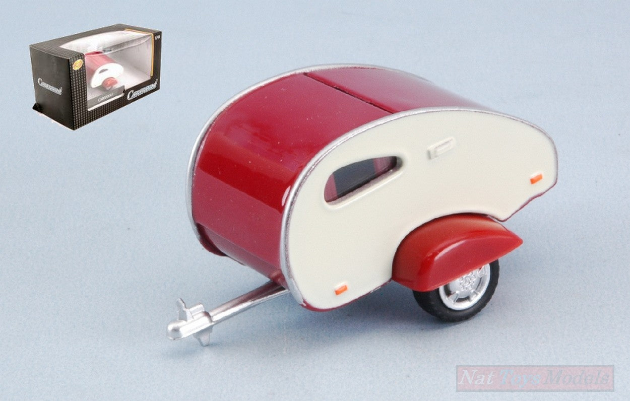 MODELLINO IN SCALA COMPATIBILE CON CARAVAN I BEIGE/RED 1:43 CARARAMA CA251PND-C-1