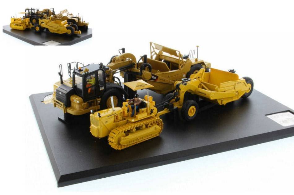 MODELLINO IN SCALA COMPATIBILE CON CAT 621K & No.70 SCAPERS W/D7 TRACK TYPE TRACTOR 1:50 DIECAST MASTER DM85563