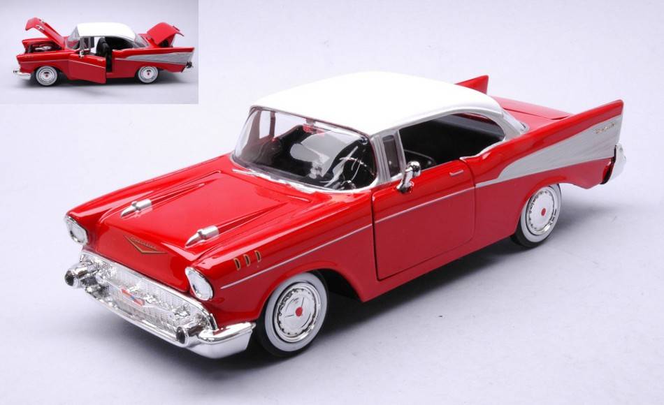 SCALE MODEL COMPATIBLE WITH CHEVROLET BEL AIR 1957 RED 1:24 MOTORMAX MTM73228R