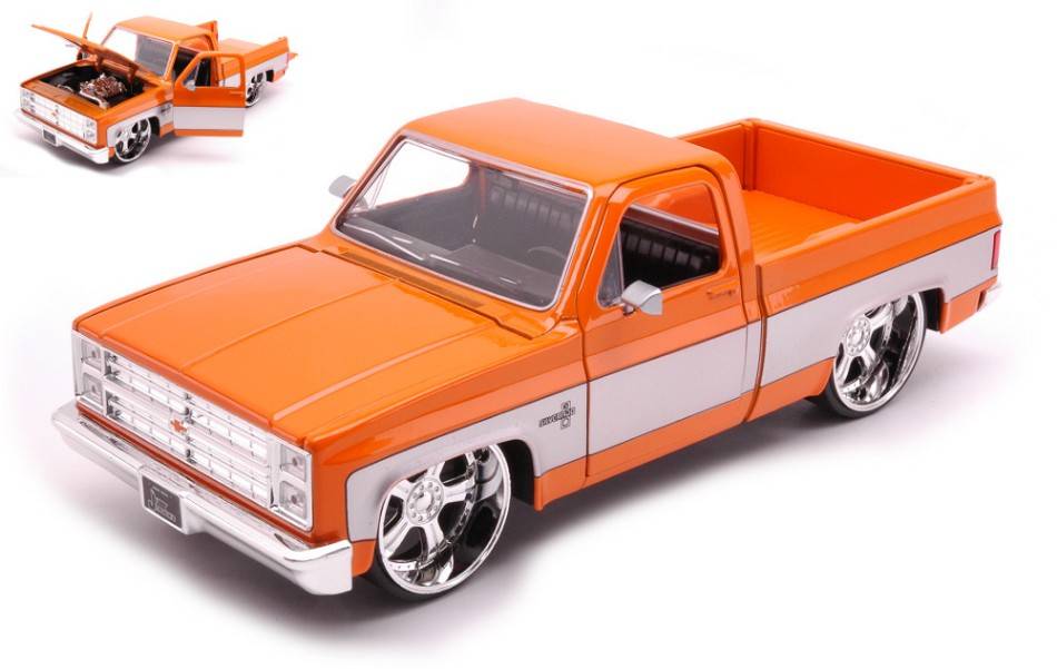 SCALE MODEL COMPATIBLE WITH CHEVROLET C-10 PICK UP 1985 ORANGE/GREY 1:24 JADA TOYS JADA33612