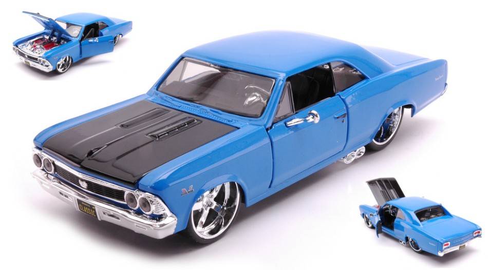 SCALE MODEL COMPATIBLE WITH CHEVROLET CHEVELLE SS 396 1966 CLASSIC MUSCLE BLUE 1:24 MAISTO MI31333