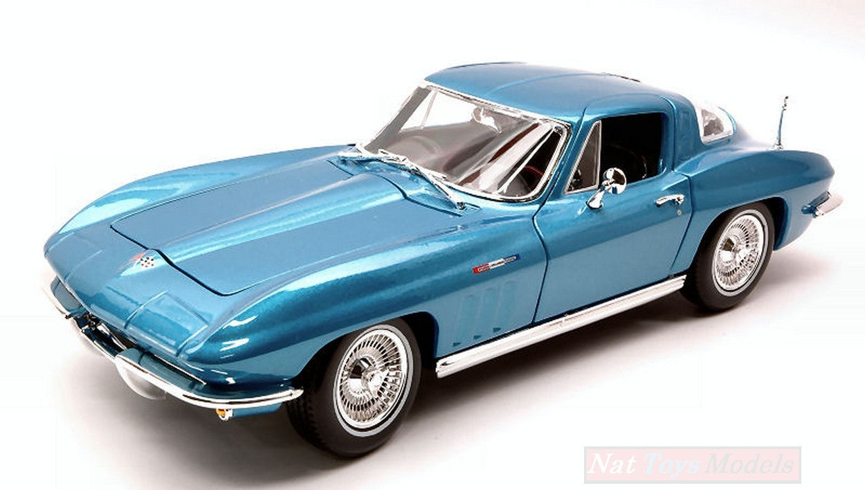 SCALE MODEL COMPATIBLE WITH CHEVROLET CORVETTE 1965 METALLIC LIGHT BLUE 1:18 MAISTO MI31640BL