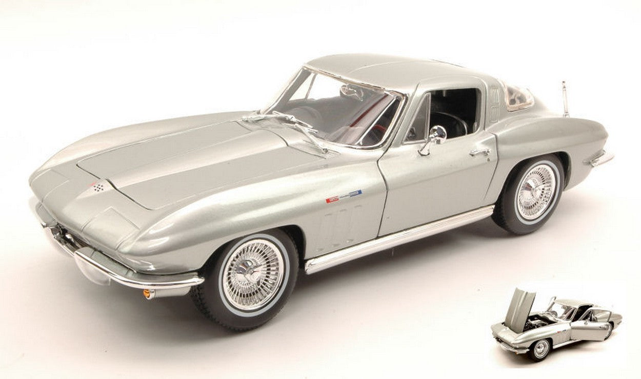 MODELLINO IN SCALA COMPATIBILE CON CHEVROLET CORVETTE 1965 SILVER 1:18 MAISTO MI31640S