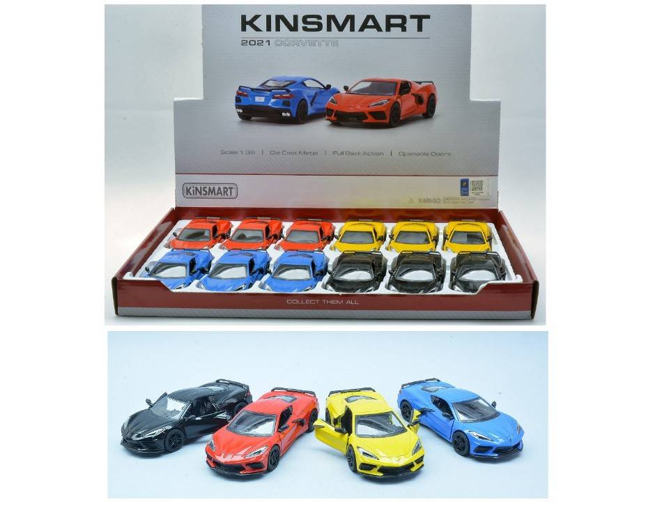 MODELLINO IN SCALA COMPATIBILE CON CHEVROLET CORVETTE 2021 ASS.cm 12 KINSMART KT5432D