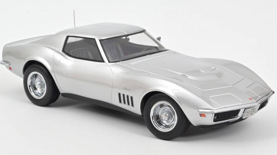 SCALE MODEL COMPATIBLE WITH CHEVROLET CORVETTE COUPE' 1969 SILVER 1:18 NOREV NV189032