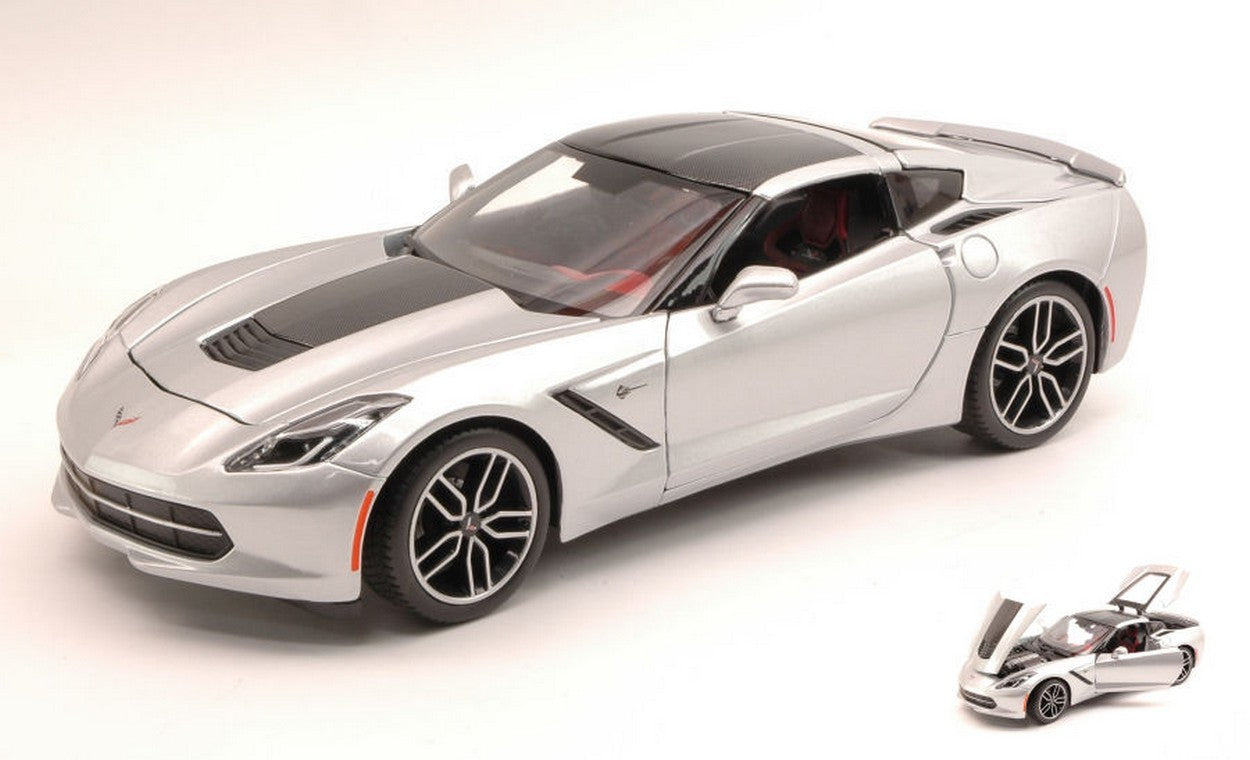 SCALE MODEL COMPATIBLE WITH CHEVROLET CORVETTE STINGRAY Z51 2014 SILVER EXCLUSIVE SERIES 1:18 MAISTO MI38132S