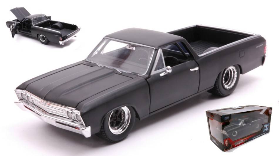 SCALE MODEL COMPATIBLE WITH CHEVROLET EL CAMINO(F10) "FAST & FURIOUS" 1967 MATT BLACK 1:24 JADA TOYS JADA34413