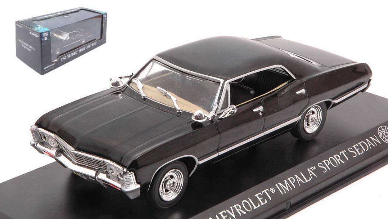 MODÈLE RÉDUIT COMPATIBLE AVEC CHEVROLET IMPALA SPORT SEDAN 1967 TUXEDO NOIR 1:43 GREENLIGHT GREEN86443