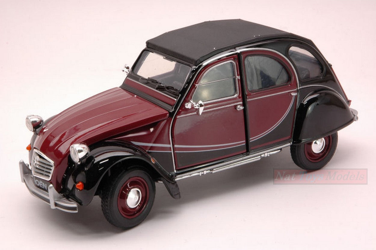MODELE REDUIT COMPATIBLE AVEC CITROEN 2 CV CHARLESTON 1980 AMARANT/NOIR 1:24 WELLY WE4009AM