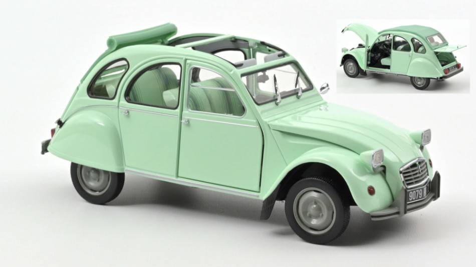 SCALE MODEL COMPATIBLE WITH CITROEN 2CV 6 CLUB 1982 GREEN 1:18 NOREV NV181486