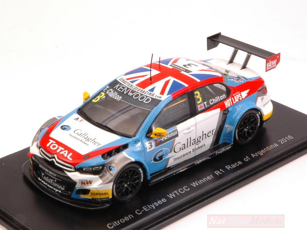 SCALE MODEL COMPATIBLE WITH CITROEN C-ELISEE N.3 WINNER RACE ARGENTINA 2016 TOM CHILTON 1:43 SPARK MODEL S5097