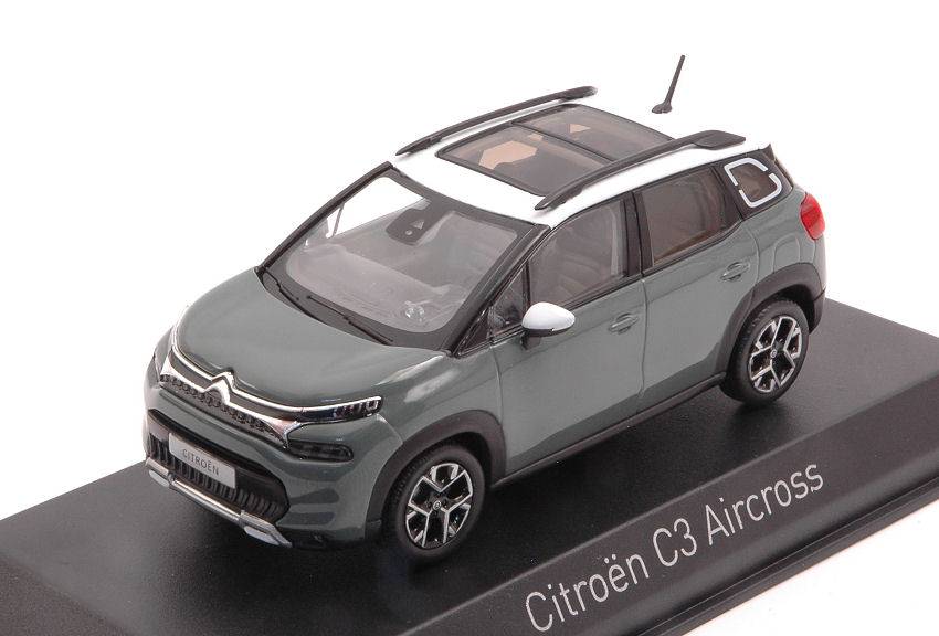 MODELE REDUIT COMPATIBLE AVEC CITROEN C3 AIRCROSS 2021 GRIS KAKY & TOIT BLANC 1:43 NOREV NV155335