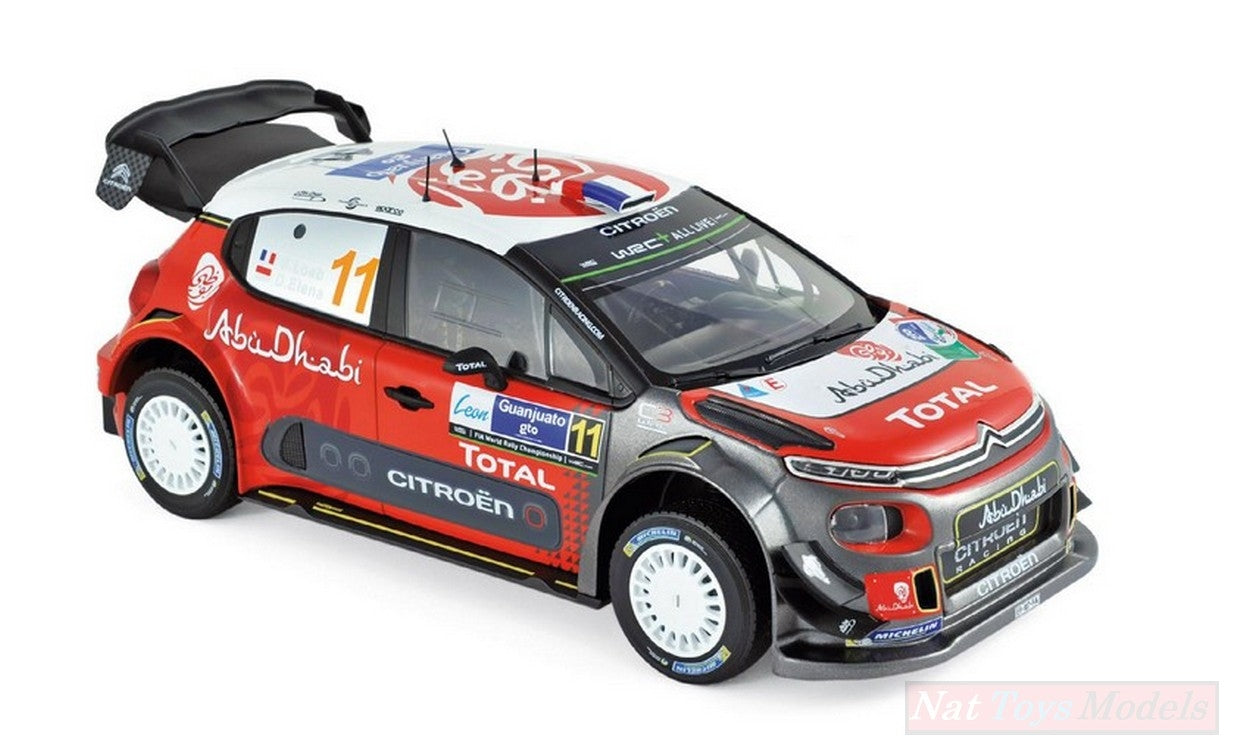 MODELLINO IN SCALA COMPATIBILE CON CITROEN C3 N.11 5th RALLY MEXICO 2018 S.LOEB-D.ELENA 1:18 NOREV NV181638