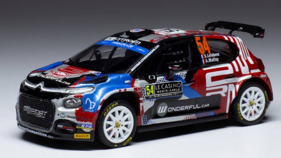 MODELE REDUIT COMPATIBLE AVEC CITROEN C3 RALLY2 N.54 RALLYE MONTE CARLO 2022 LEFEBVRE/MALFOY 1:43 IXO MODEL RAM845