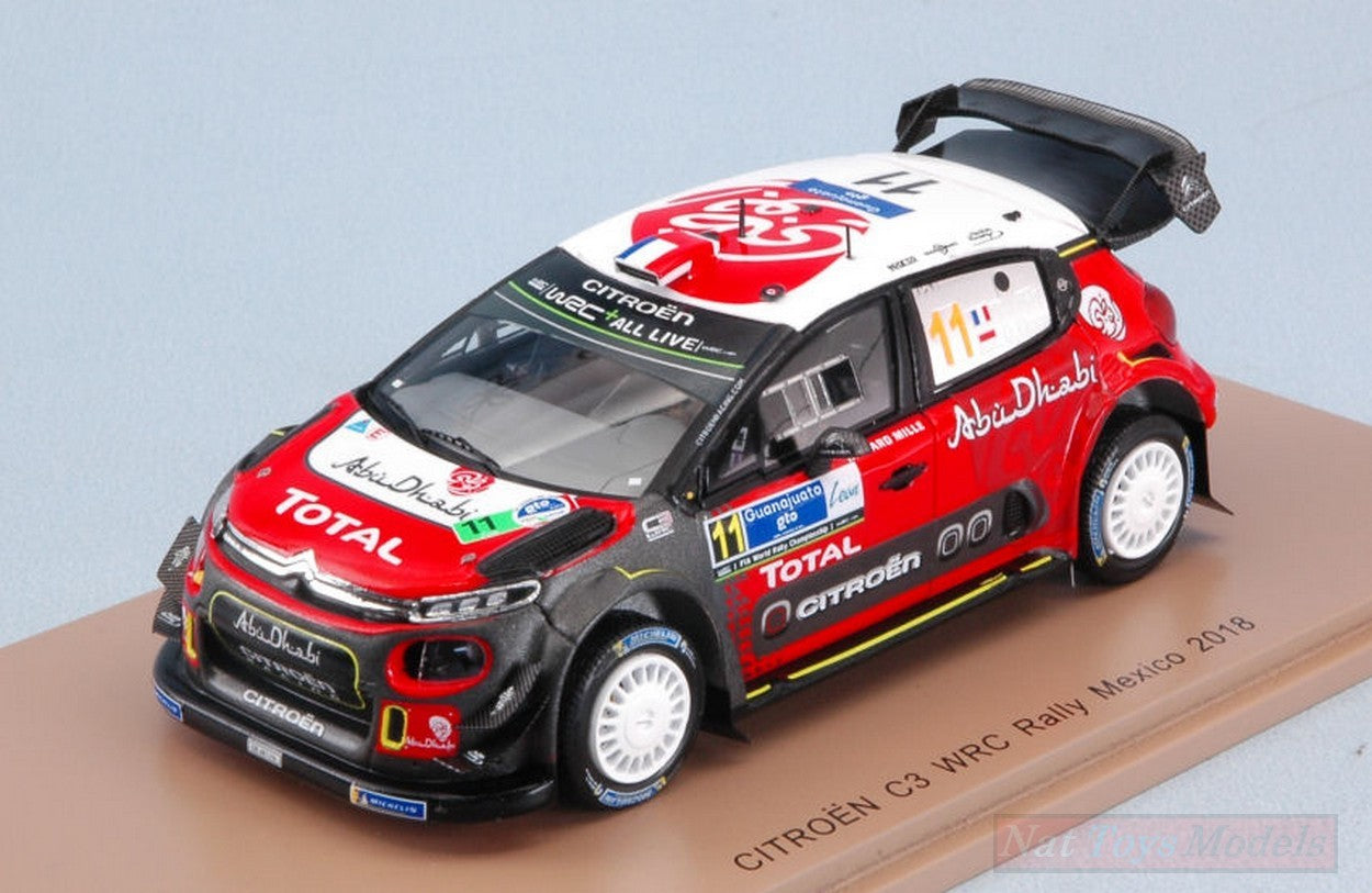 SCALE MODEL COMPATIBLE WITH CITROEN C3 WRC N.11 5th RALLY GUANAJUATO MEXICO 2018 S.LOEB-D.ELENA 1:43 SPARK MODEL S5962