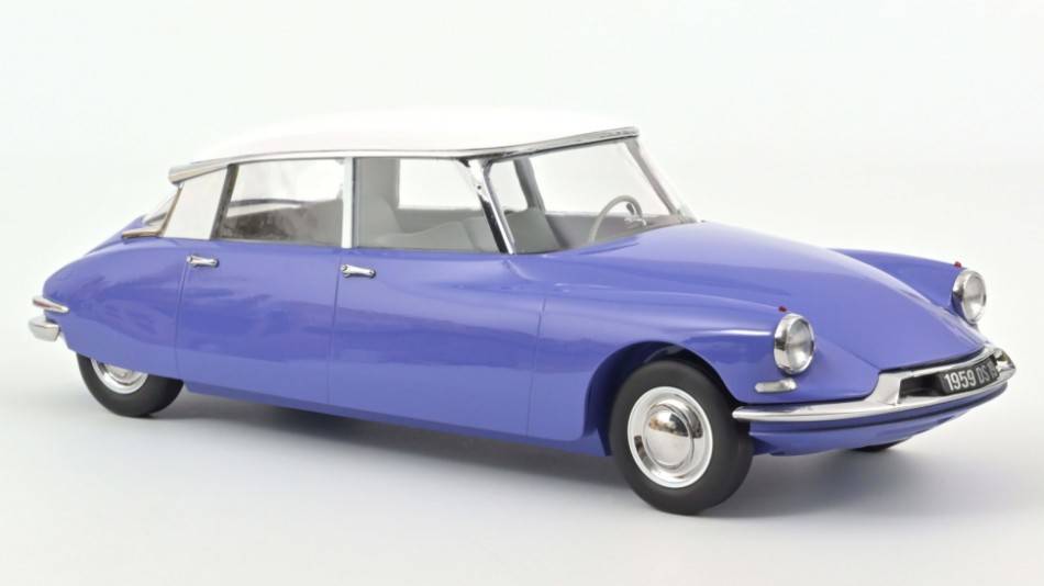 SCALE MODEL COMPATIBLE WITH CITROEN DS 19 1959 BLEU DELPHINIUM & BLANC 1:12 NOREV NV121569