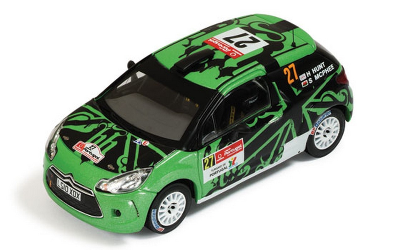 SCALE MODEL COMPATIBLE WITH CITROEN DS3 R3 N.27 35th PORTUGAL IRC 2011 HUNT-MARSHALL 1:43 IXO MODEL RAM461