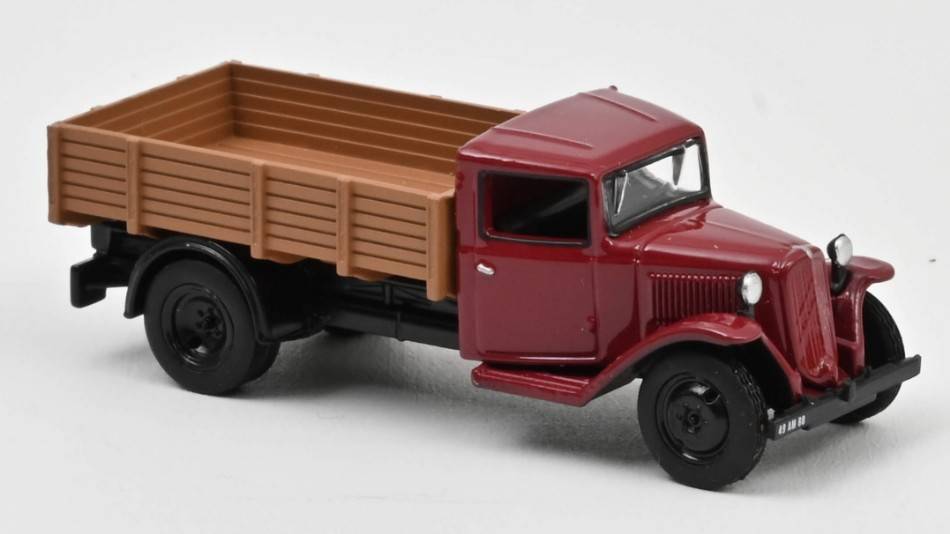 SCALE MODEL COMPATIBLE WITH CITROEN TYPE 23 1958 RED AND BROWN BED 1:87 NOREV NV159937