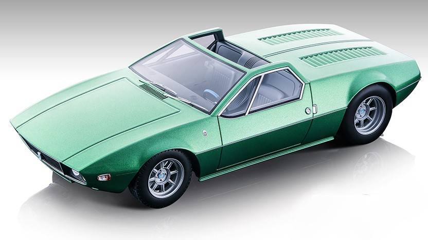 SCALE MODEL COMPATIBLE WITH DE TOMASO MANGUSTA SPYDER 1966 MET.GREEN 1:18 TECNOMODEL TMD18269B