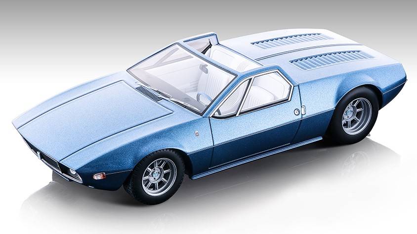 SCALE MODEL COMPATIBLE WITH DE TOMASO MANGUSTA SPYDER 1966 MET.LIGHT BLUE 1:18 TECNOMODEL TMD18269D