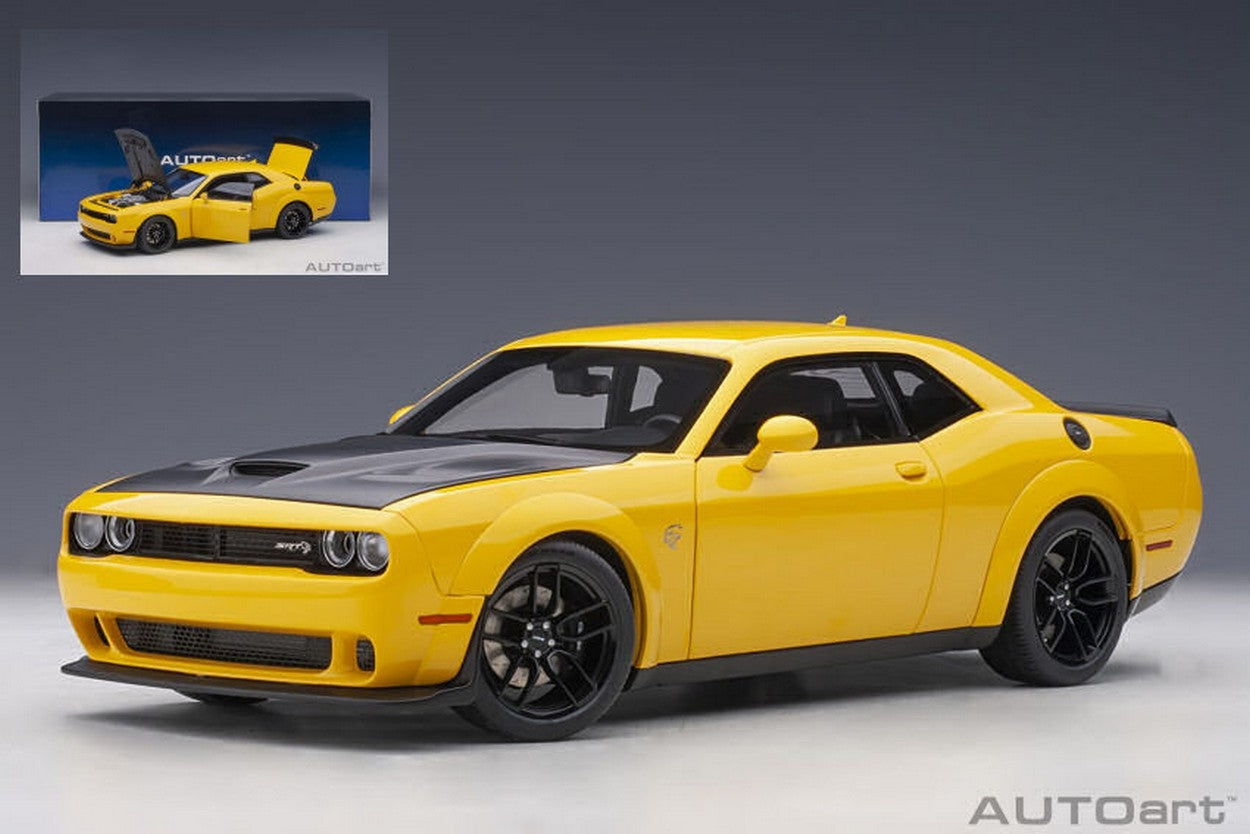SCALE MODEL COMPATIBLE WITH DODGE CHALLENGER SRT 2018 YELLOW/BLACK 1:18 AUTOART AA71737