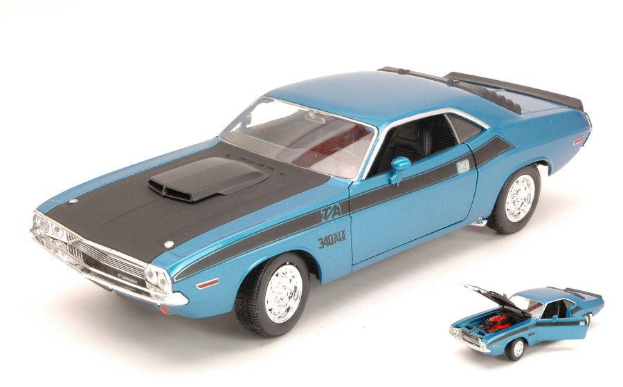 SCALE MODEL COMPATIBLE WITH DODGE CHALLENGER T/A 1970 BLUE/BLACK 1:24 WELLY WE4029BL