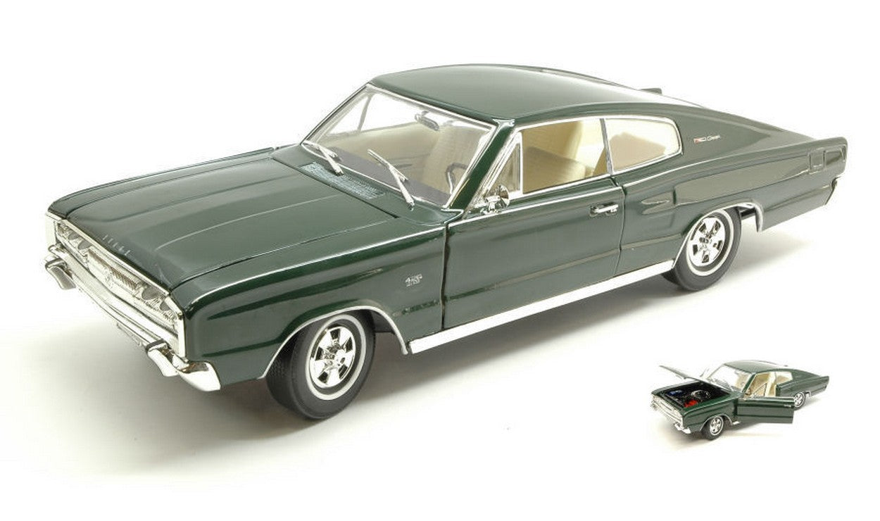 MODELLINO IN SCALA COMPATIBILE CON DODGE CHARGER 1966 DARK GREEN 1:18 YAT MING YM92638DG