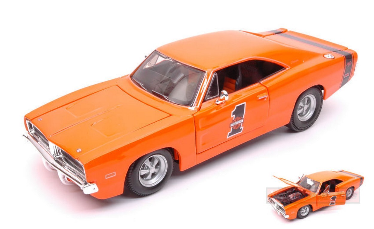 SCALE MODEL COMPATIBLE WITH DODGE CHARGER R/T 1969 HARLEY DAVIDSON 1:25 MAISTO MI32196O