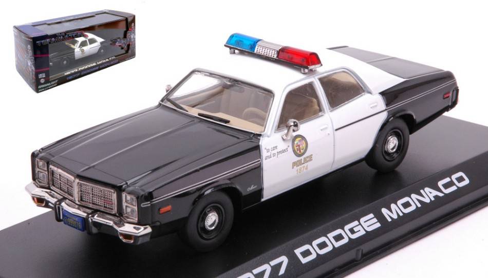 MODELLINO IN SCALA COMPATIBILE CON DODGE MONACO 1977 METROPOLITAN POLICE "THE TERMINATOR" 1984 1:43 GREENLIGHT GREEN86534