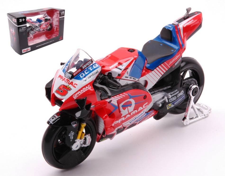 MODÈLE RÉDUIT COMPATIBLE AVEC DUCATI DESMOSEDICI MOTOGP 2021 N.5 JOHANN ZARCO 1:18 MAISTO MI36379Z