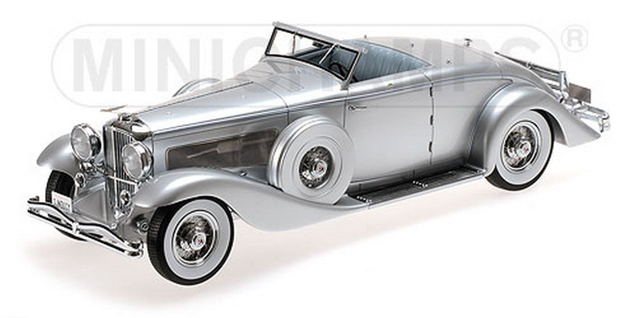 MODELLINO IN SCALA COMPATIBILE CON DUESENBERG SJN SUPERCHARGED CONVERTIBLE COUPE 1936 SILVER 1:18 MINICHAMPS PM107150330