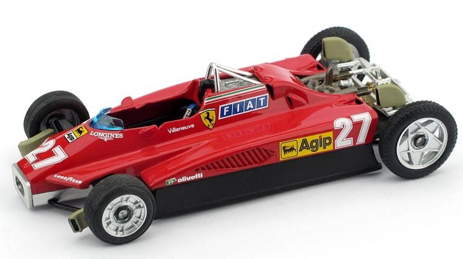 MODELLINO IN SCALA COMPATIBILE CON FERRARI 126 C2 G.VILLENEUVE 1982 N.27 S.MARINO VERS.TRASPARENTE 1:43 BRUMM BM0267T