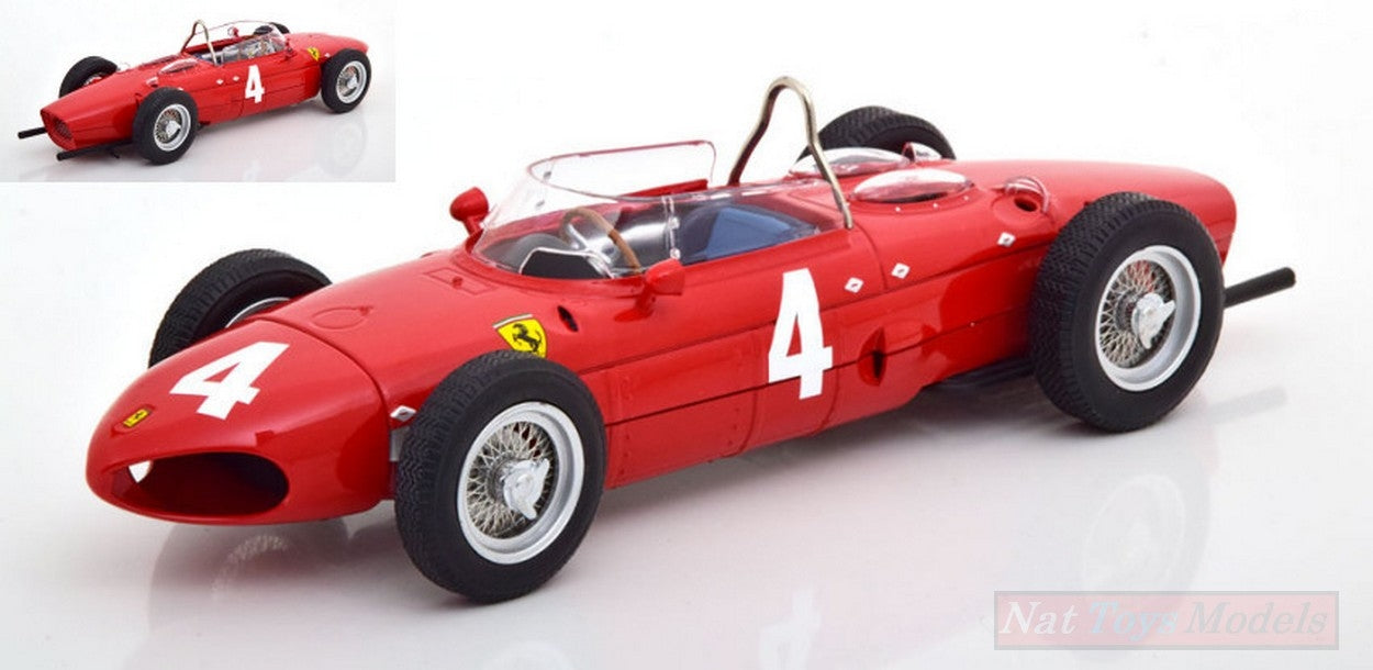 MODELLINO IN SCALA COMPATIBILE CON FERRARI 156 F1 SHARKNOSE PHIL HILL 1961 N.4 WINNER BELGIUM GP 1:18 CMC CMR170