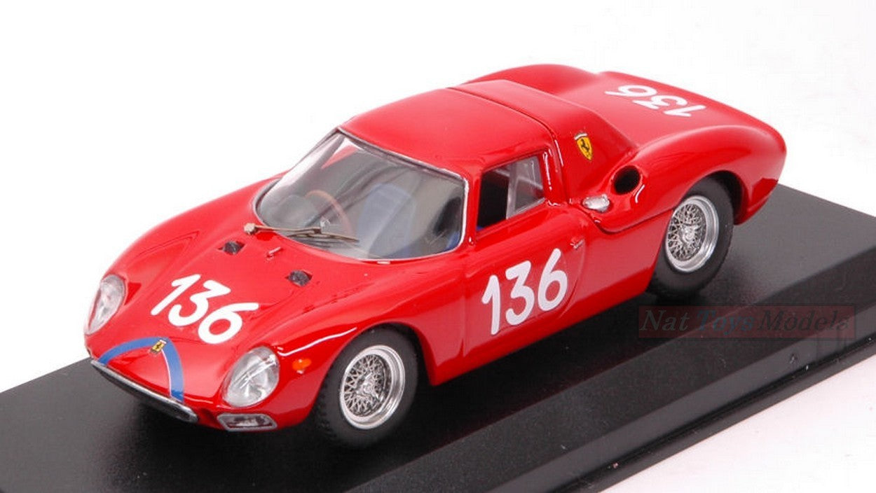 SCALE MODEL COMPATIBLE WITH FERRARI 250 LM N.136 14th TARGA FLORIO 1965 A.NICODEMI-F.LESSONA 1:43 BEST MODEL BT9683