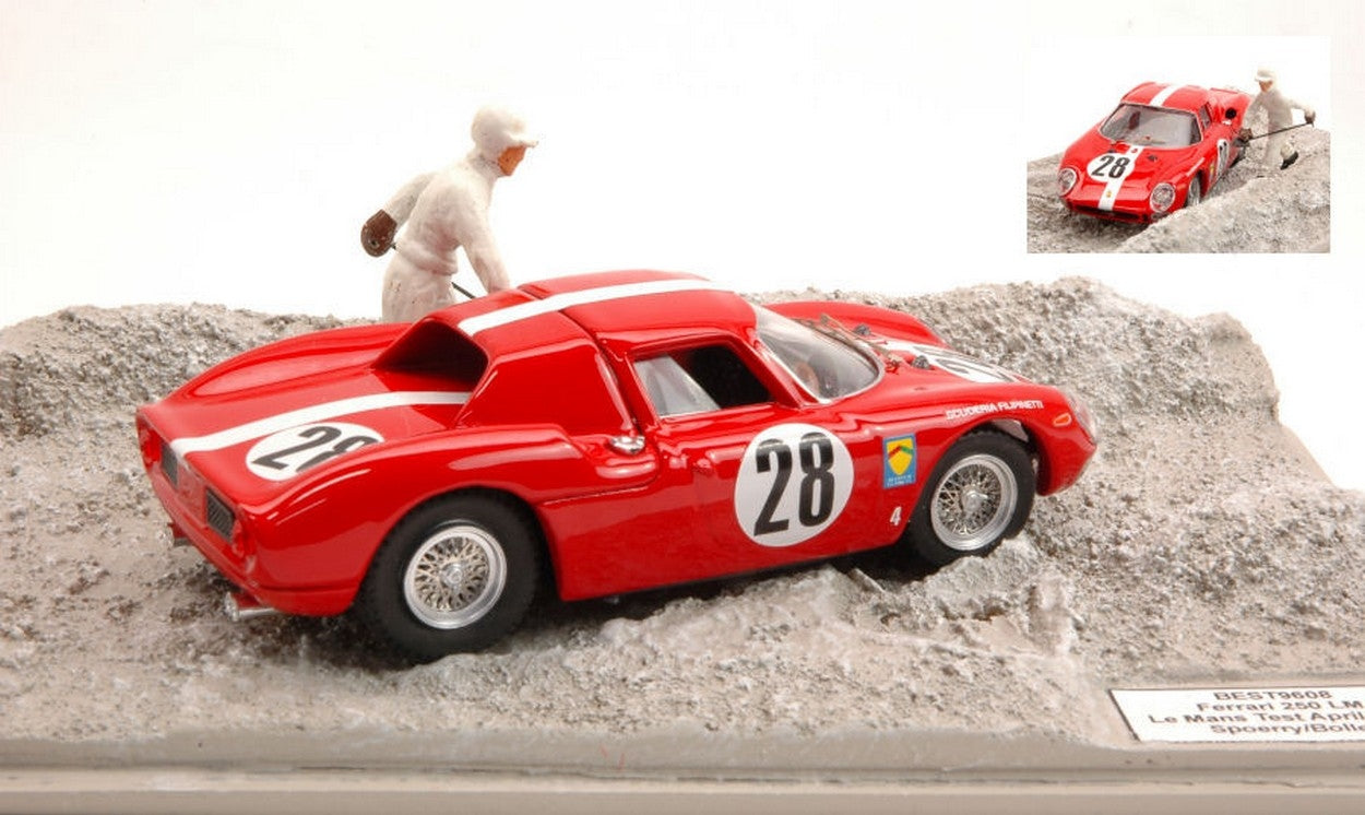SCALE MODEL COMPATIBLE WITH FERRARI 250 LM N.28 LE MANS TEST 1965 SPOERRY-BOLLER 1:43 BEST MODEL BT9608