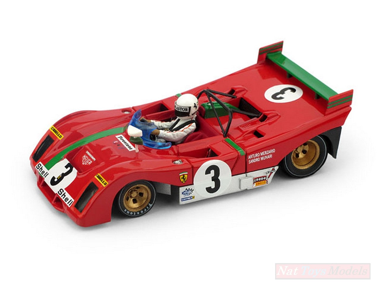 SCALE MODEL COMPATIBLE WITH FERRARI 312 PB N.3 WINNER TARGA FLORIO 1972 W/A.MERZARIO 1:43 BRUMM BM0261B-CHM