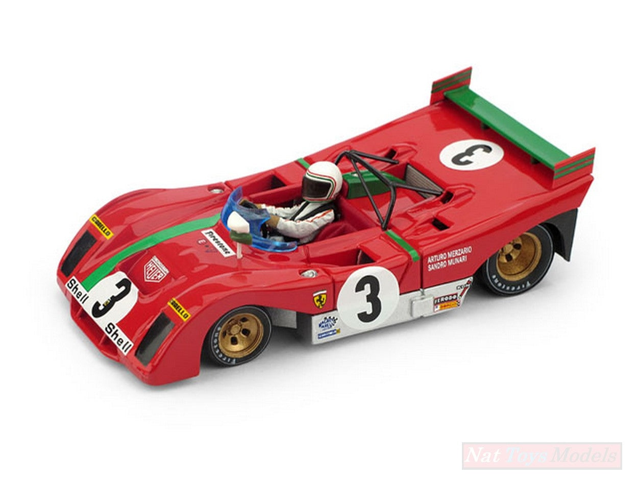SCALE MODEL COMPATIBLE WITH FERRARI 312 PB N.3 WINNER TARGA FLORIO 1972 W/S.MUNARI 1:43 BRUMM BM0261B-CHS