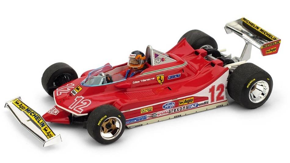 SCALE MODEL COMPATIBLE WITH FERRARI 312 T4 G.VILLENEUVE 1979 N.12 2nd FRANCE GP + DRIVER 1:43 BRUMM BM0512CH
