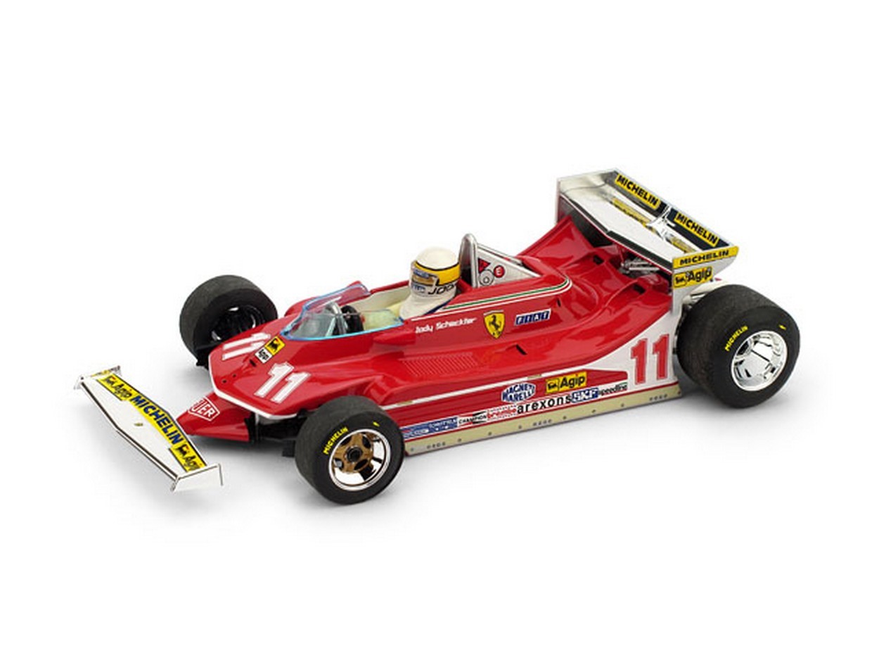 MODELLINO IN SCALA COMPATIBILE CON FERRARI 312 T5 J.SCHECKTER 1980 N.1 MONACO GP + PILOTE 1:43 BRUMM BM0576CH