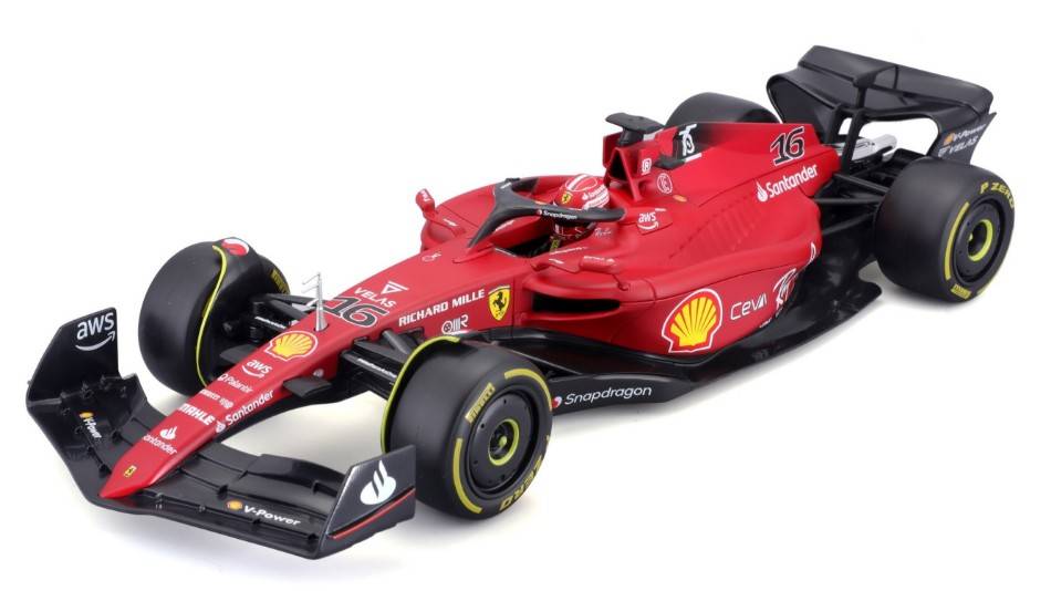 MODELLINO IN SCALA COMPATIBILE CON FERRARI F1-75 N.16 2022 C.LECLERC 1:18 BURAGO BU16811L