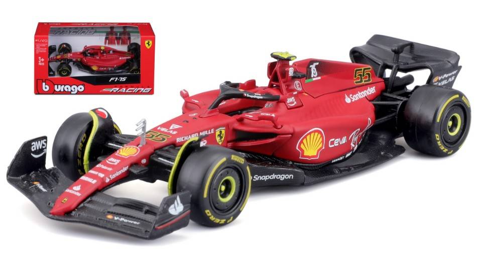 SCALE MODEL COMPATIBLE WITH FERRARI F1-75 N.55 2022 CARLOS SAINZ 1:43 BURAGO BU36832S