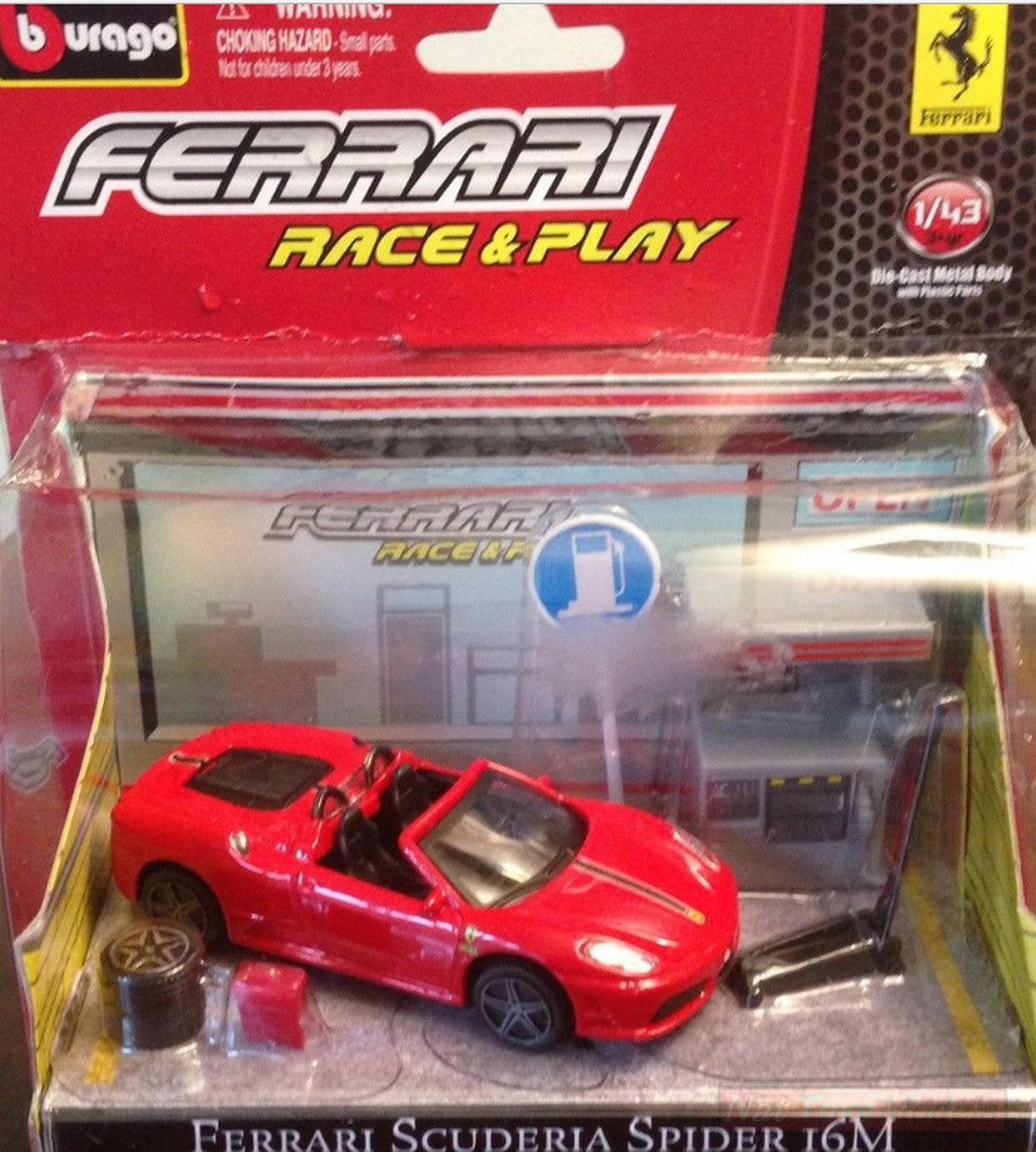 modellino IN SCALA COMPATIBILE CON Ferrari Scuderia Spider 16M Race & Play 1:43 BURAGO