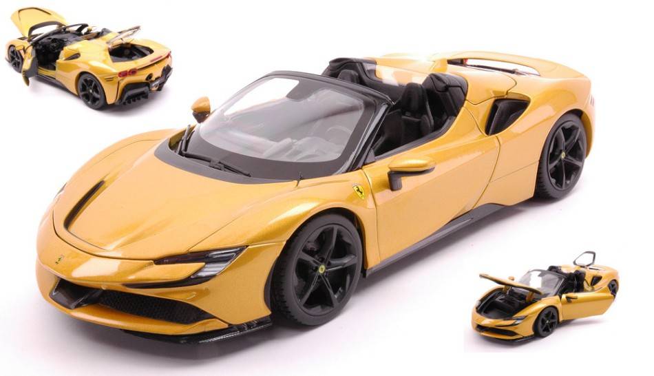 SCALE MODEL COMPATIBLE WITH FERRARI SF90 STRADALE HYBRID SPIDER 2020 MET.GOLD 1:18 BURAGO BU16016Y