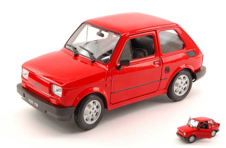SCALE MODEL COMPATIBLE WITH FIAT 126 1973 RED 1:24 WELLY WE4066R DIE CAST
