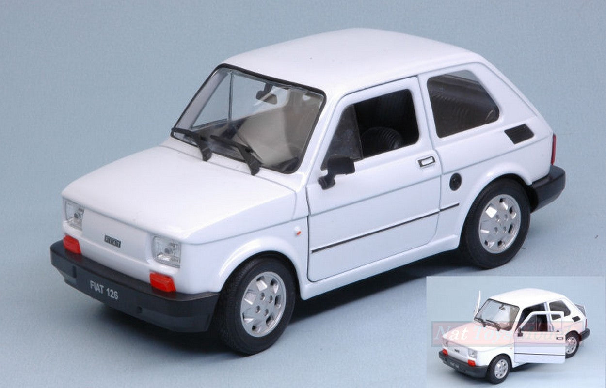 SCALE MODEL COMPATIBLE WITH FIAT 126 1973 WHITE 1:24-27 WELLY WE24066W